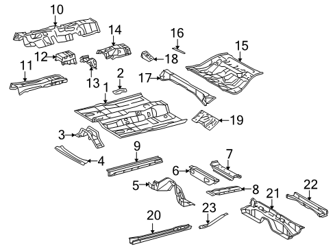 2011 Toyota Venza Pillars, Rocker & Floor - Floor & Rails Front Floor Pan Diagram for 58111-0T010