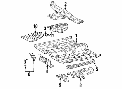 1999 Toyota Avalon Pillars, Rocker & Floor - Floor & Rails Pan, Front Floor Diagram for 58111-07020