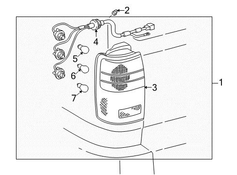 2000 Toyota 4Runner Tail Lamps Socket & Wire Diagram for 81555-35160