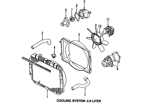 1997 Isuzu Rodeo Cooling System, Radiator, Water Pump, Cooling Fan Joint, Water Duct Diagram for 8-97108-164-0