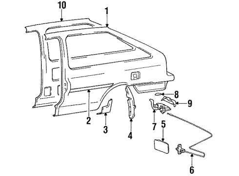 1990 Hyundai Excel Quarter Panel & Components Moulding Assembly-Quarter Waist Line, LH Diagram for 87741-24100
