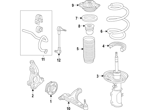 2020 Buick Regal Sportback Suspension Components, Lower Control Arm, Ride Control, Stabilizer Bar Strut Diagram for 84337959