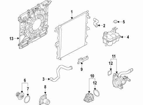 2021 Ford Explorer Cooling System, Radiator, Water Pump, Cooling Fan Fan Module Diagram for L1MZ-8C607-A