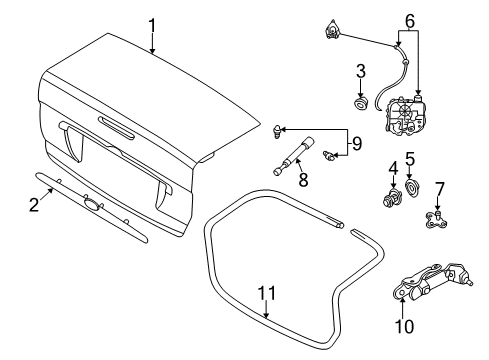 2003 Ford Focus Trunk Lift Cylinder Diagram for XS4Z-54406A10-BB