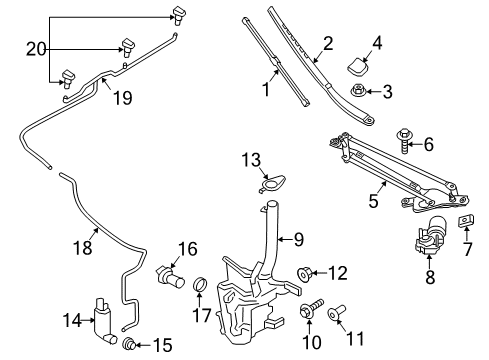 2018 Lincoln MKZ Wiper & Washer Components Wiper Motor Nut Diagram for -W710611-S439