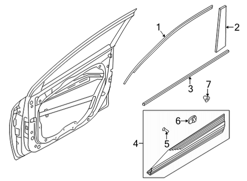 2022 Hyundai Ioniq 5 Exterior Trim - Front Door MOULDING ASSY-FRT DR FRAME, RH Diagram for 82860-GI000