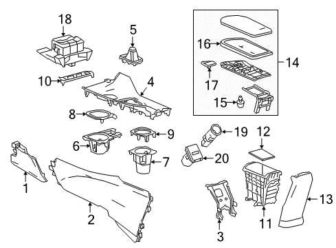 2018 Toyota C-HR Parking Brake Storage Box Diagram for 58812-F4010