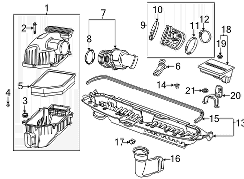 2022 GMC Sierra 2500 HD Air Intake Engine Cover Bracket Diagram for 23458511