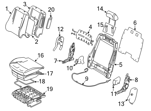 2010 Mercury Milan Heated Seats Seat Cushion Pad Diagram for 9N7Z-54632A22-A