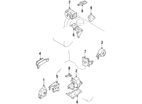 1991 Toyota Corolla Engine Mounting Motor Mount Diagram for 12362-16141