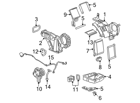 2008 GMC Yukon XL 2500 HVAC Case Evaporator Core Diagram for 15225889