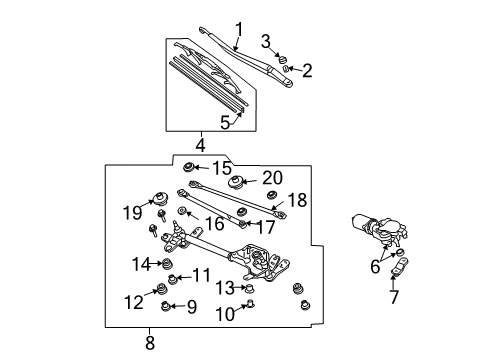 2004 Acura TSX Wiper & Washer Components Windshield Wiper Blade (400MM) Diagram for 76630-SEC-305