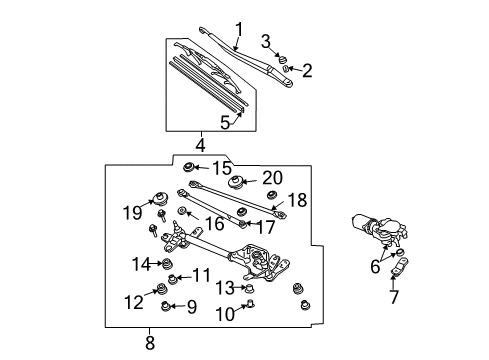 2004 Acura TSX Wiper & Washer Components Rod Unit B Diagram for 76550-SEA-003