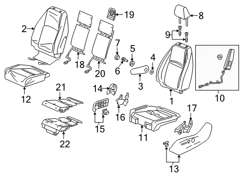 2022 Honda Odyssey Driver Seat Components Pad, Left Front Seat-Back Diagram for 81527-THR-A81
