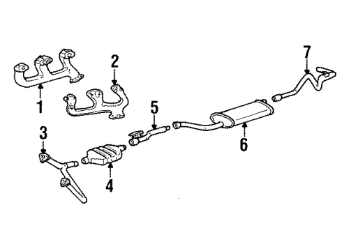 1994 Chevrolet C1500 Exhaust Components, Exhaust Manifold Exhaust Muffler Assembly (W/ Exhaust Pipe Diagram for 15659513