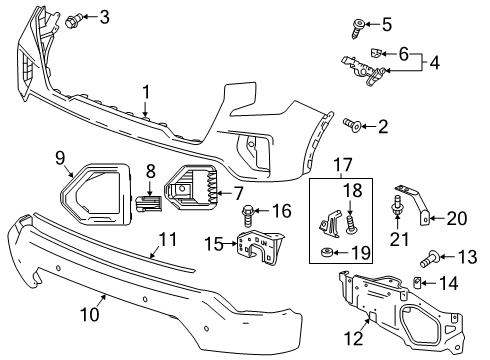 2019 GMC Sierra 1500 Front Bumper Inner Bracket Diagram for 23388668