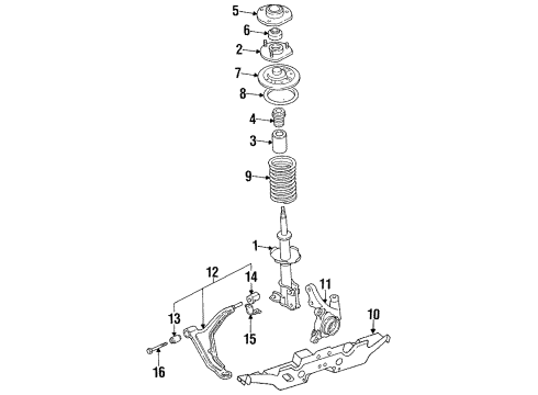 1988 Nissan Sentra Front Suspension Components, Lower Control Arm, Upper Control Arm, Stabilizer Bar Spindle-KNUCKLE LH Diagram for 40015-70A00