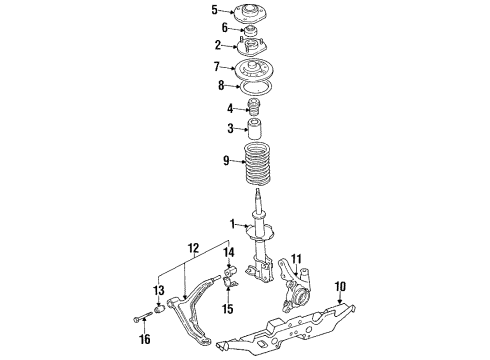 1988 Nissan Sentra Front Suspension Components, Lower Control Arm, Upper Control Arm, Stabilizer Bar Spindle-KNUCKLE RH Diagram for 40014-70A00