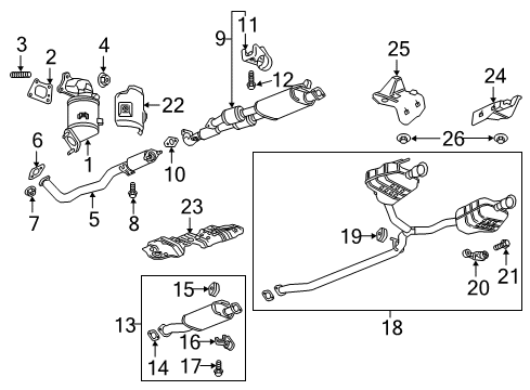 2021 Buick Enclave Exhaust Components Muffler W/Tailpipe Diagram for 84925265