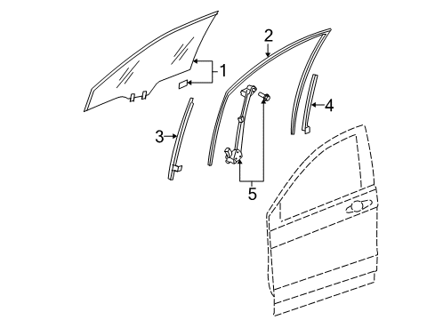 2009 Honda CR-V Front Door Glass Assy., L. FR. Door (Green)(Agc) Diagram for 73350-SWA-A00