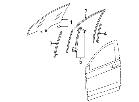 2009 Honda CR-V Front Door Glass Assy., R. FR. Door (Green)(Agc) Diagram for 73300-SWA-A00