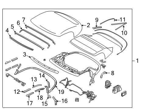 2014 Nissan 370Z Top Cover & Components RETAINER-Rear Rail WEATHERSTRIP Diagram for 97184-1ET0B