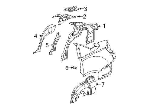 2006 Saturn Ion Inner Structure & Rails - Quarter Panel Panel Asm, Rear Wheelhouse Inner Diagram for 22714110