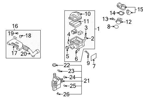 2011 Hyundai Elantra Filters Duct Assembly-Air Diagram for 28210-2L000