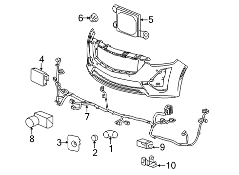 2022 Cadillac CT5 Bumper & Components - Front Park Sensor Bracket Diagram for 84517541
