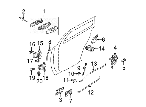2004 Ford Crown Victoria Rear Door Handle, Outside Diagram for 6W3Z-5426604-APTM