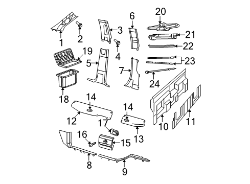 2009 Dodge Ram 1500 Interior Trim - Cab C Pillar Diagram for 1DX61BD1AB