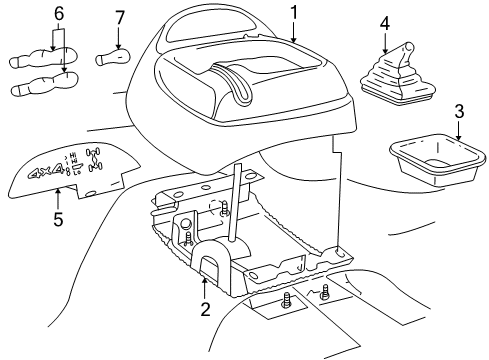1995 Chevrolet S10 Front Console Console Asm-Front Floor Diagram for 15966592