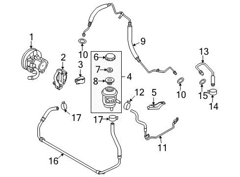 2009 Chevrolet Aveo5 P/S Pump & Hoses, Steering Gear & Linkage Reservoir Assembly Diagram for 96808460