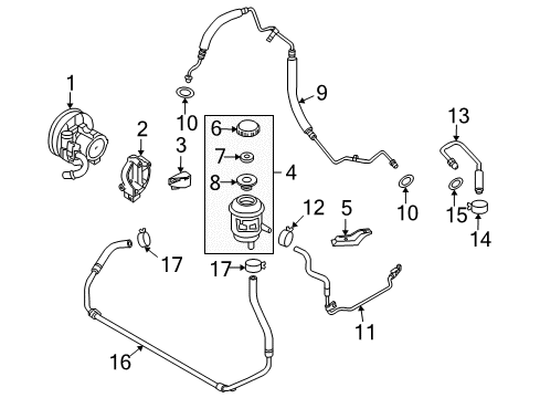 2009 Chevrolet Aveo5 P/S Pump & Hoses, Steering Gear & Linkage Pipe, P/S Fluid Reservoir Inlet Diagram for 96498797