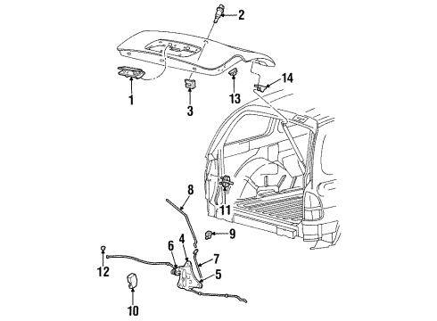 2000 Ford Windstar Lift Gate Support Cylinder Diagram for XF2Z-16406A10-AA