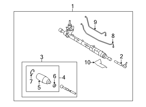 2006 Mercury Milan Steering Column & Wheel, Steering Gear & Linkage Gear Assembly Diagram for 7E5Z-3504-A