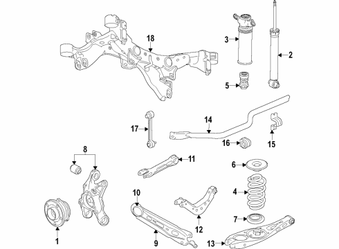 2020 Buick Envision Rear Suspension, Lower Control Arm, Upper Control Arm, Stabilizer Bar, Suspension Components Stabilizer Bar Diagram for 13391177