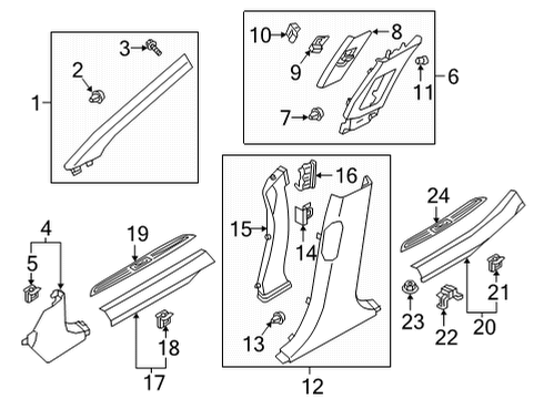 2020 Genesis G90 Interior Trim - Pillars Nut Diagram for 1327106001