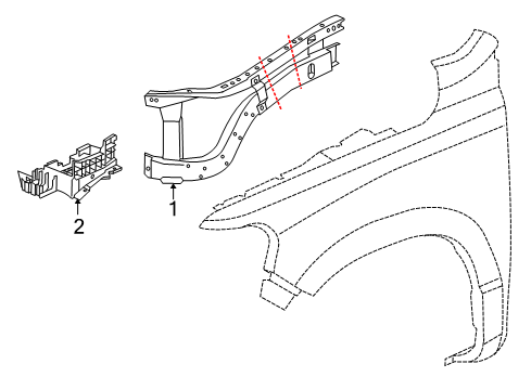2022 Ram 1500 Inner Components - Fender TRAY-BATTERY Diagram for 68443425AD