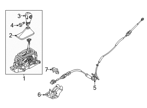 2017 Ford Flex Front Console Shift Control Cable Diagram for 8A8Z-7E395-D