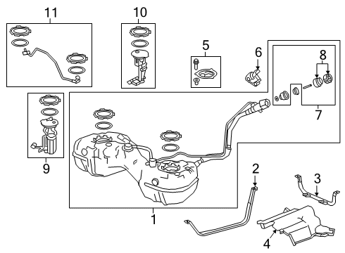 2020 Acura RDX Fuel System Components Guard, Fuel Tank R Diagram for 17576-TJB-A02