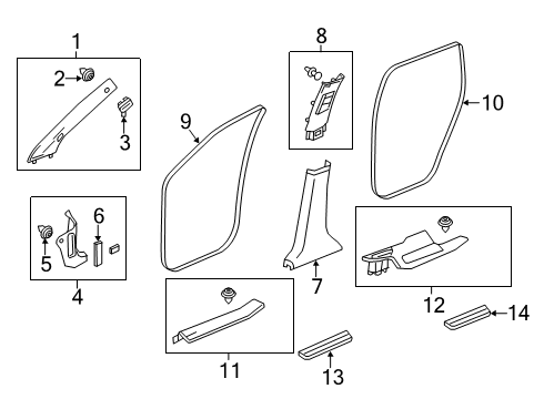 2020 Acura MDX Interior Trim - Pillars, Rocker & Floor Garnish Assembly, Right Front Pillar (Light Jewel Gray) Diagram for 84101-TZ5-Y03ZB