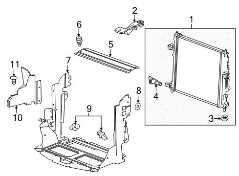 2021 Chevrolet Camaro Radiator & Components Upper Bracket Diagram for 23310045