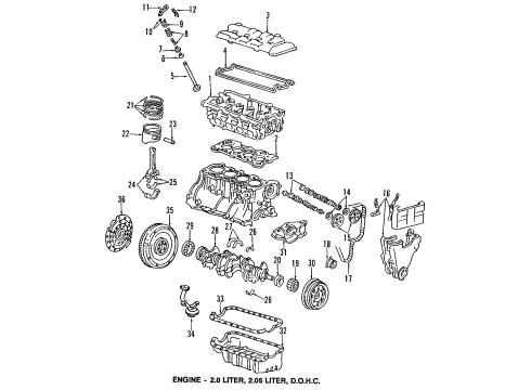 1988 Honda Prelude Engine Parts, Mounts, Cylinder Head & Valves, Camshaft & Timing, Oil Pan, Oil Pump, Crankshaft & Bearings, Pistons, Rings & Bearings Seal, Timing Belt Cover (Lower) Diagram for 11812-PK2-000