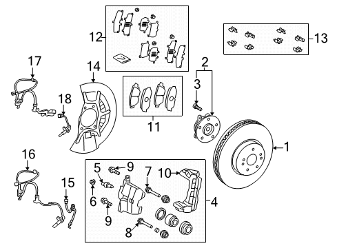 2020 Toyota Avalon Anti-Lock Brakes Brake Pads Hardware Kit Diagram for 04947-48080