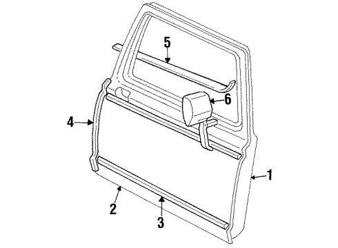 1994 Ford F-250 Front Door & Components, Outside Mirrors, Exterior Trim Mirror Diagram for F2TZ-17696-E