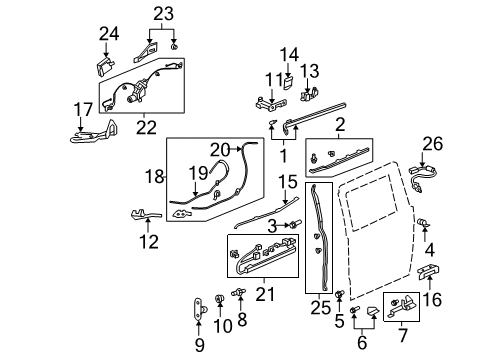 2005 Honda Odyssey Side Loading Door - Door & Components Stopper, Door Diagram for 75891-SA7-000