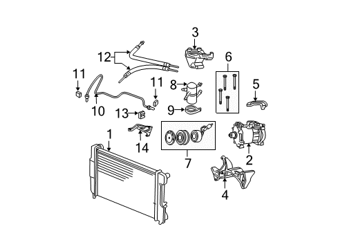 1998 Dodge Dakota A/C Condenser, Compressor & Lines Bracket-ALTERNATOR And Compressor Diagram for 53008614