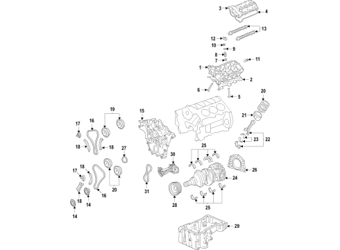 2021 Ford F-150 Engine Parts, Mounts, Cylinder Head & Valves, Camshaft & Timing, Variable Valve Timing, Oil Pan, Oil Pump, Adapter Housing, Crankshaft & Bearings, Pistons, Rings & Bearings Valve Cover Diagram for JT4Z-6582-A
