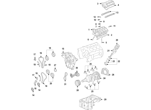 2021 Ford F-150 Engine Parts, Mounts, Cylinder Head & Valves, Camshaft & Timing, Variable Valve Timing, Oil Pan, Oil Pump, Adapter Housing, Crankshaft & Bearings, Pistons, Rings & Bearings Oil Pan Diagram for JT4Z-6675-E